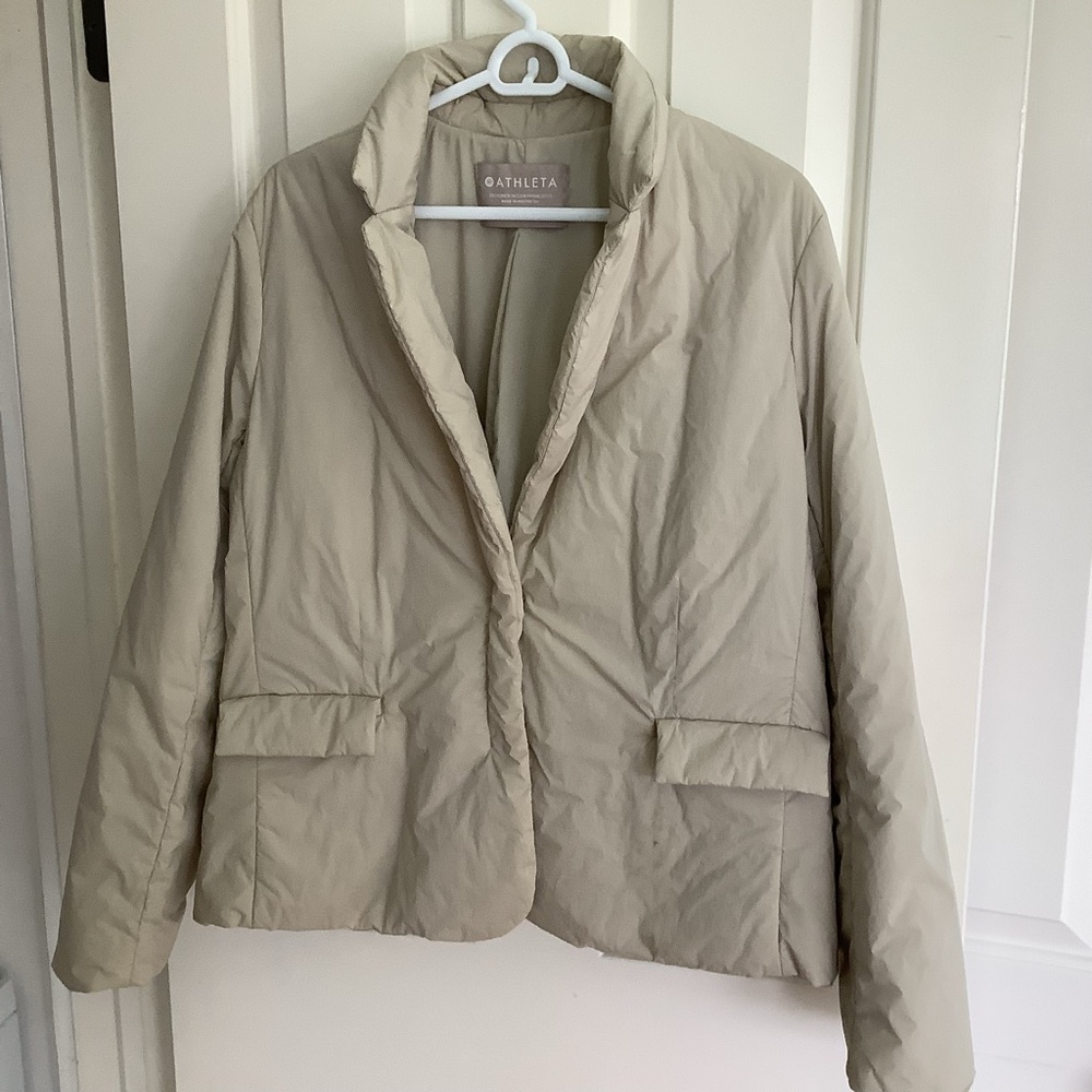 Athleta Evolution Puffer Primaloft Blazer Beige Xl - image 6